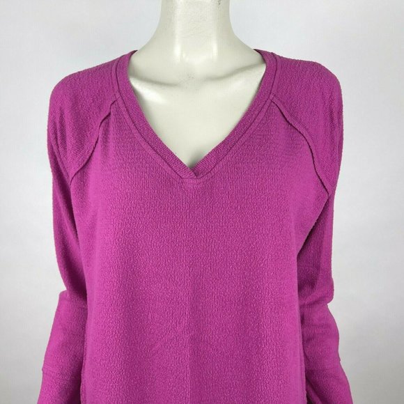 Wildfox Haley Brushed Top Elderberry V-Neck Long Sleeve Stretch Pullover Women L - Picture 5 of 10